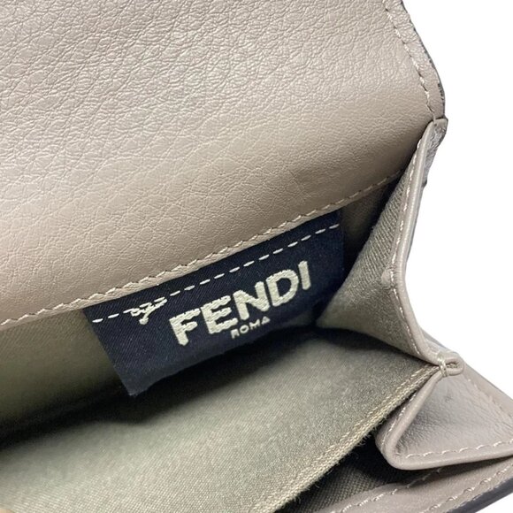 FENDI Peekaboo Gray Beige Leather - Bifold Wallet 387-042725 - Picture 9 of 9